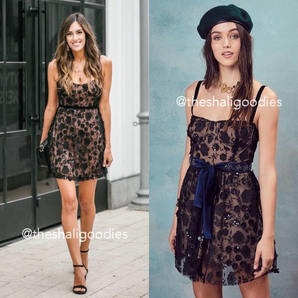 FOR LOVE & LEMONS Beatrice Dress Floral Sequin Embroidered Mini